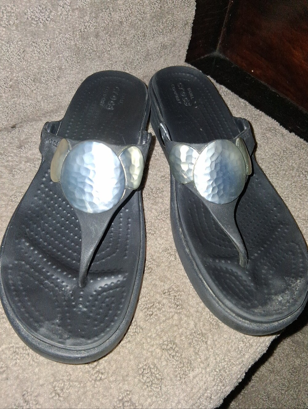 CROCS Women's Blsck Flip Sandal with Silver Mickey - Picture 2 of 3